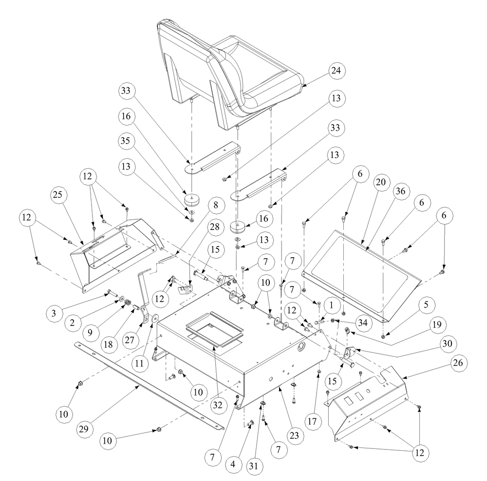 Control Assembly Diagram and Parts List for Z-FORCE15 53AA5D2L100 Cub Cadet Lawn Tractor